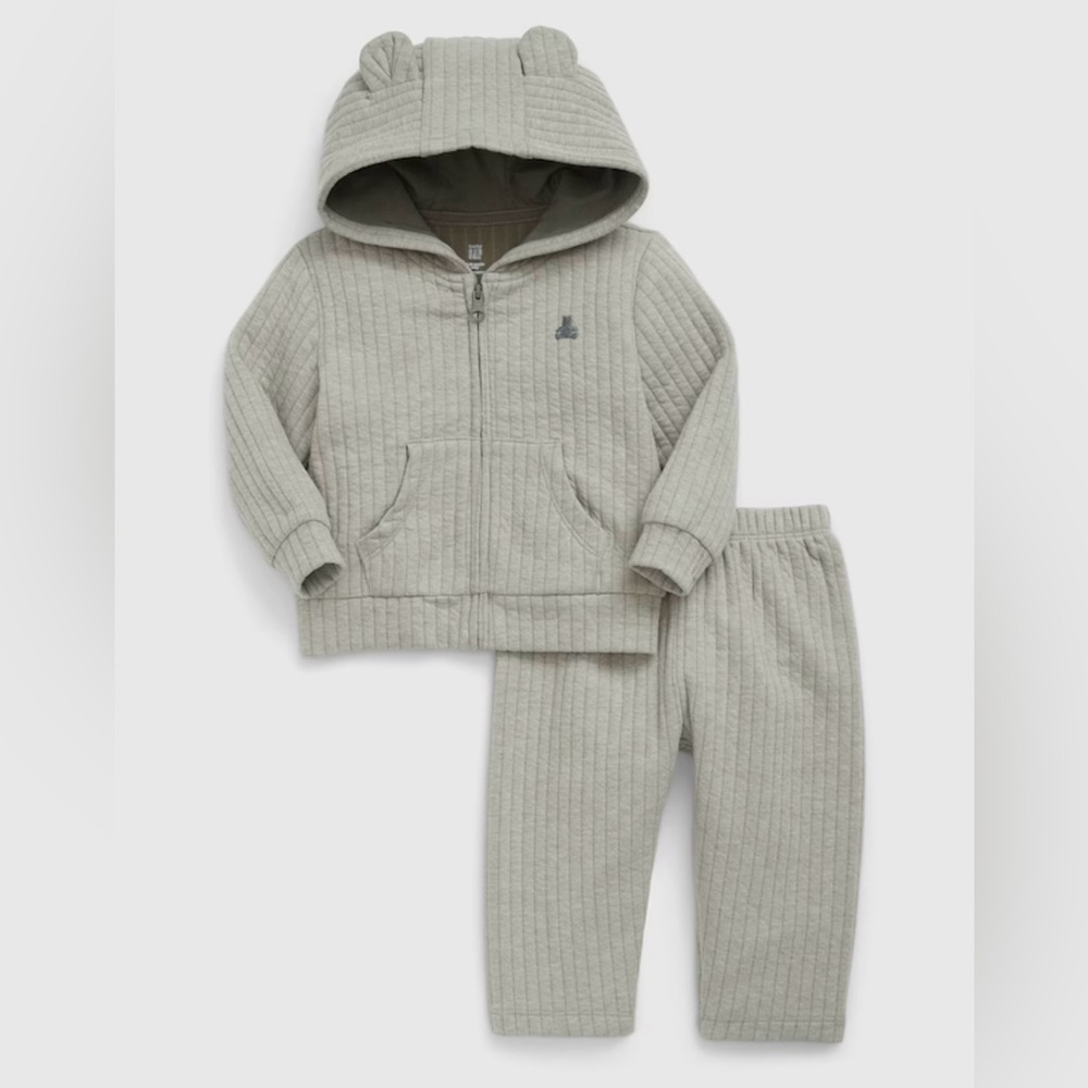 NWT Baby Gap First Favorites Quilted Outfit Set Bear Ear Hoodie 6-12 mos. NWT